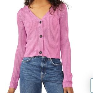 Free people game on cardigan Color: butterfly blush pink button up size XS